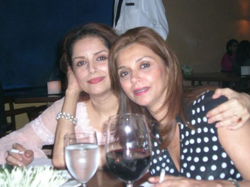 Lillete Dubey smoking a cigarette with her sister Lushin