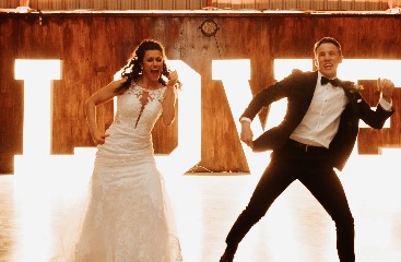 Logan van Beek while dancing with his wife