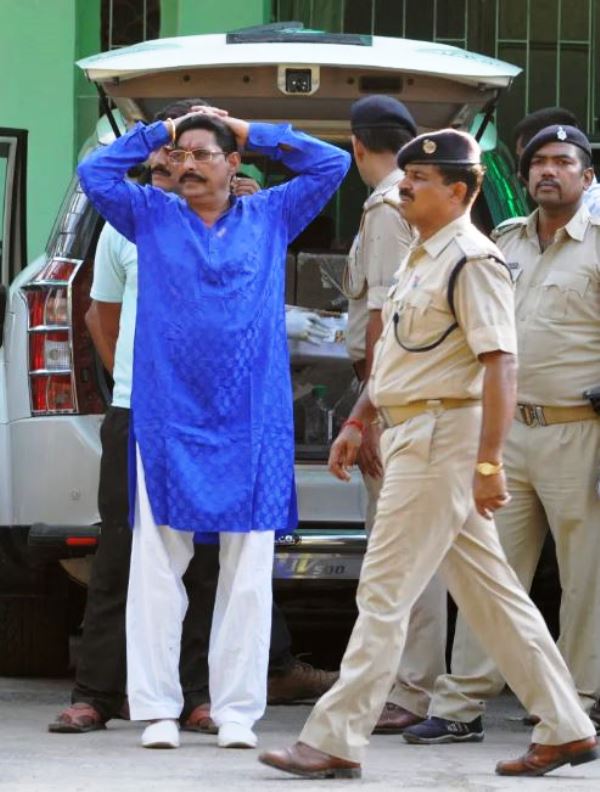 MLA Anant Kumar Singh during the police raid at his house at 1 Mal Road on 24 June 2015 in Patna when he was allegedly involved in the kidnapping of four youths and killing of one of them on 17 June 2015