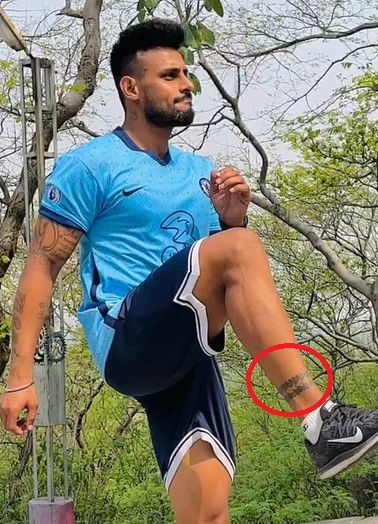 Maninder Singh's ankle tattoo