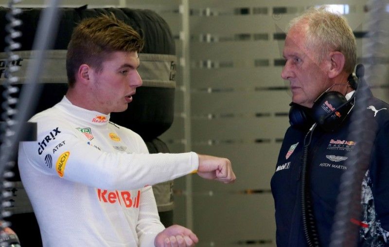 Max Verstappen with his Red Bull mentor Helmut Marko