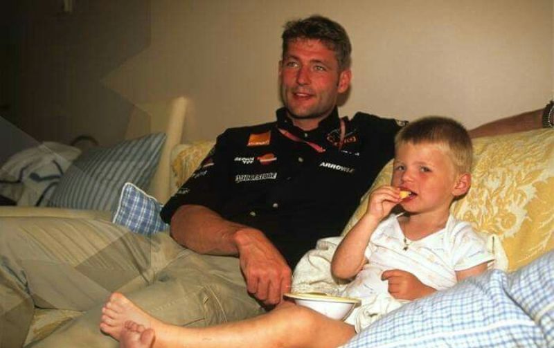 Max Verstappen with his father, Jos Verstappen, in childhood