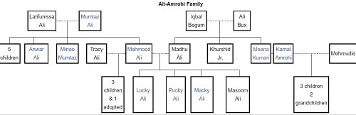 Meena Kumari and her husband's family tree