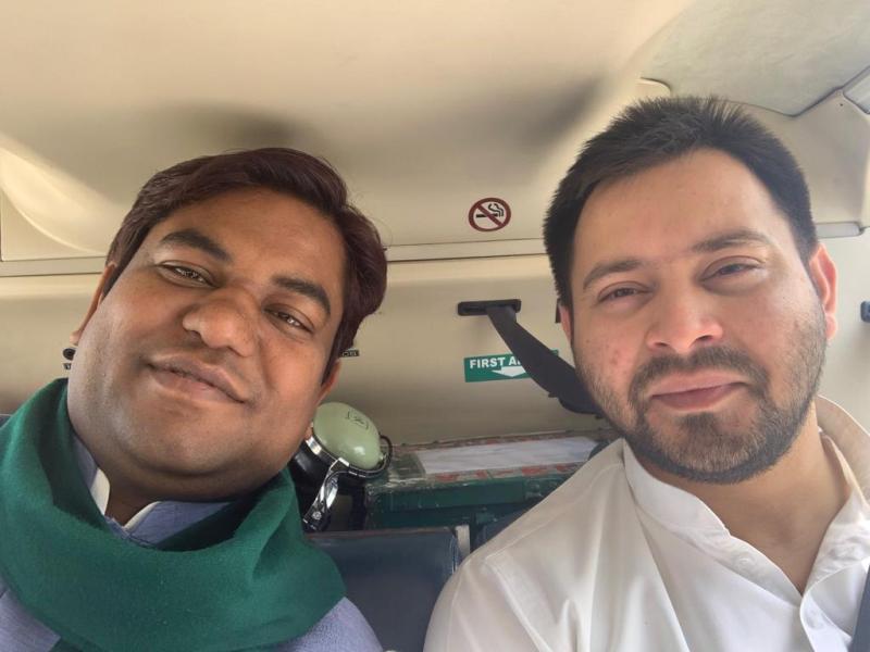 Mukesh Sahani with Tejashwi Yadav (right) during the election campaigns