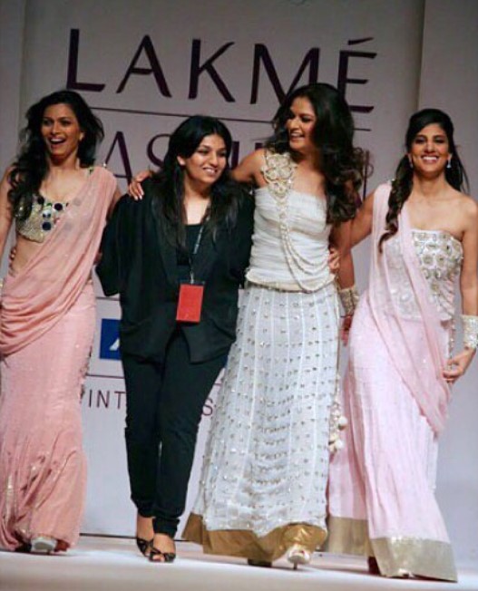 Parizad Kolah (first from right) while walking the ramp for an Indian fashion designer in Lakme Fashion Week