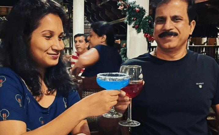 Porinju Veliyath while enjoying alcohol with his wife