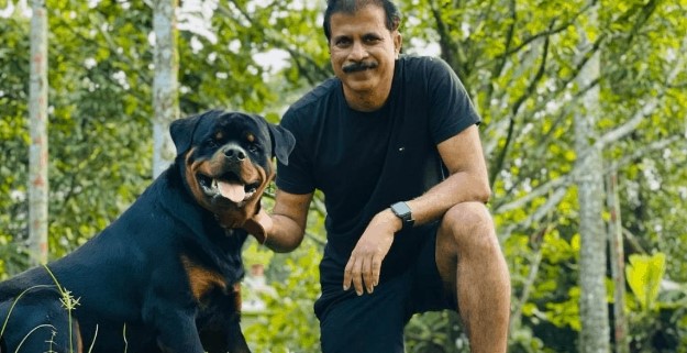 Porinju Veliyath with his pet dog