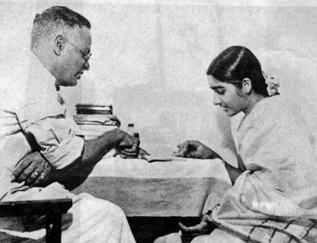 R. K. Narayan with his daughter