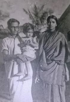 R. K. Narayan with his wife and daughter