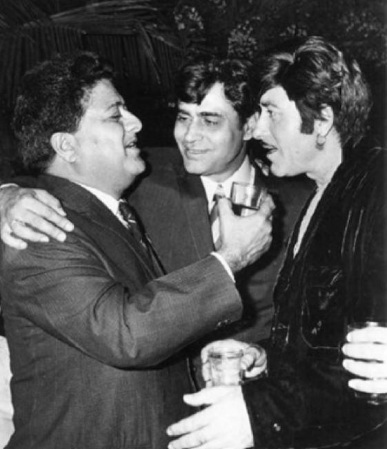 Rajendra Kumar with H. S. Rawail and Raaj Kumar