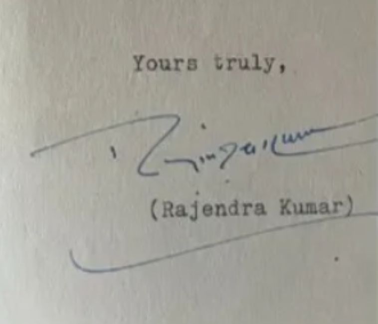 Rajendra Kumar's autograph