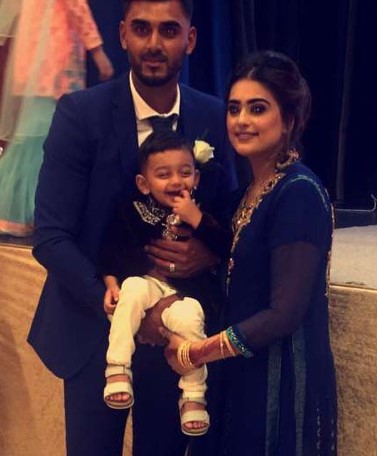 Safyaan Sharif with his son and wife