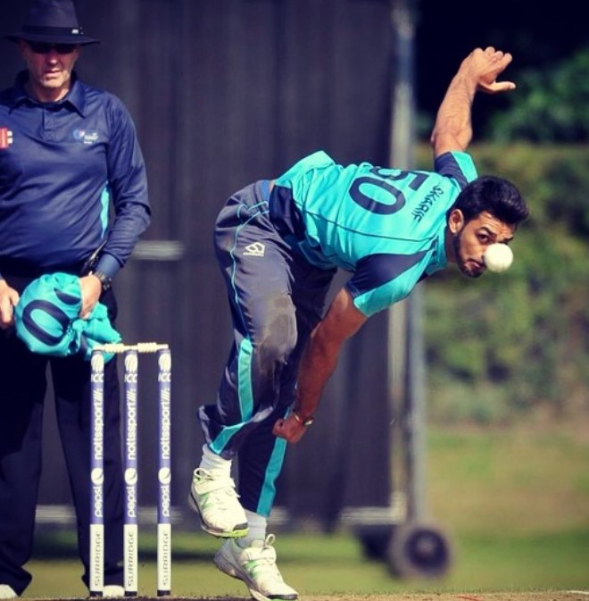 Sharif Safyaan in an action against New Zealand on 17 August 2014