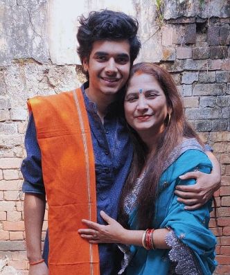 Shine Pandey with his mother