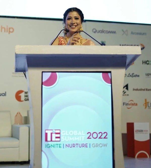 Shivani Sen hosting the TiE Global Summit