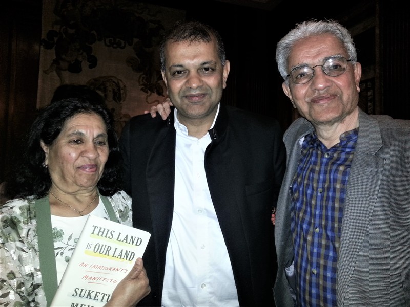 Suketu Mehta with his parents, Usha Mehta and Ramesh Mehta
