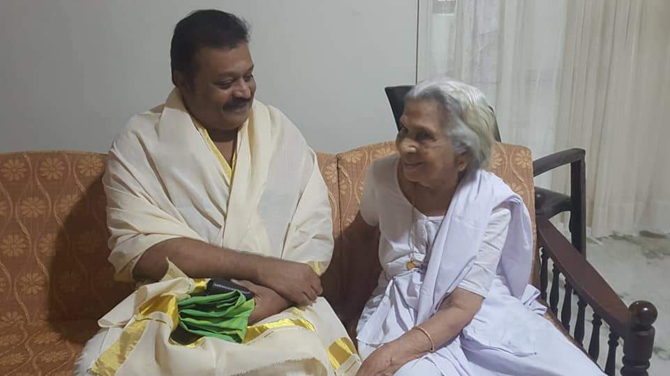 Suresh Gopi with his mother