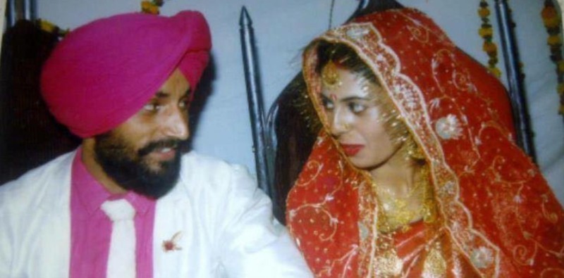Surjit Bindrakhia and Preet Kamal's photo from their marriage in 1990