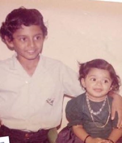 Vimala Raman's childhood picture with her brother (left)