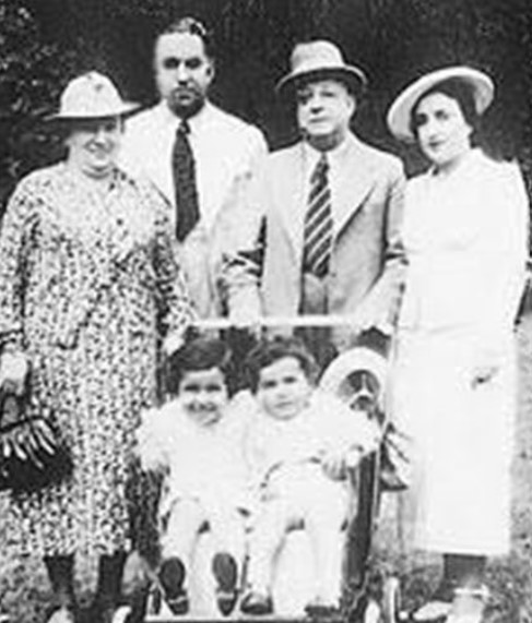 A childhood picture of Yusuf Hamied and Sophie Hamied with their parents and maternal grandparents