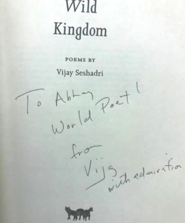 A note by Vijay Sheshadari referring to Abhay as World Poet