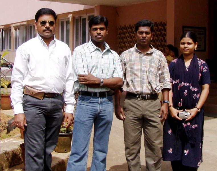 A photo of Veeramuthuvel (in the centre) taken when he was working with HAL