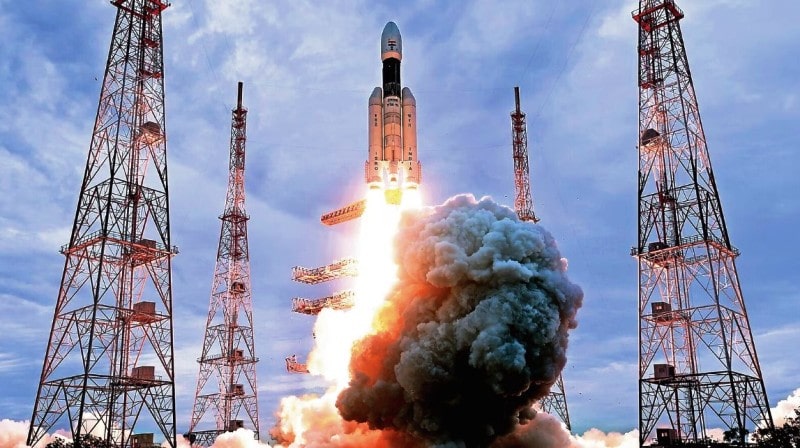 A photo of the rocket carrying Chandrayaan-3