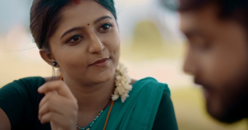 A screengrab from the Tamil song Thedal, featuring Ashika Asokan