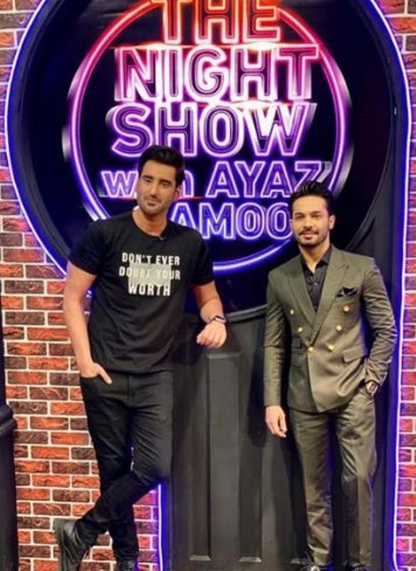 Aagha Ali (left) on the show 'The Night Show with Ayaz Shamoo'
