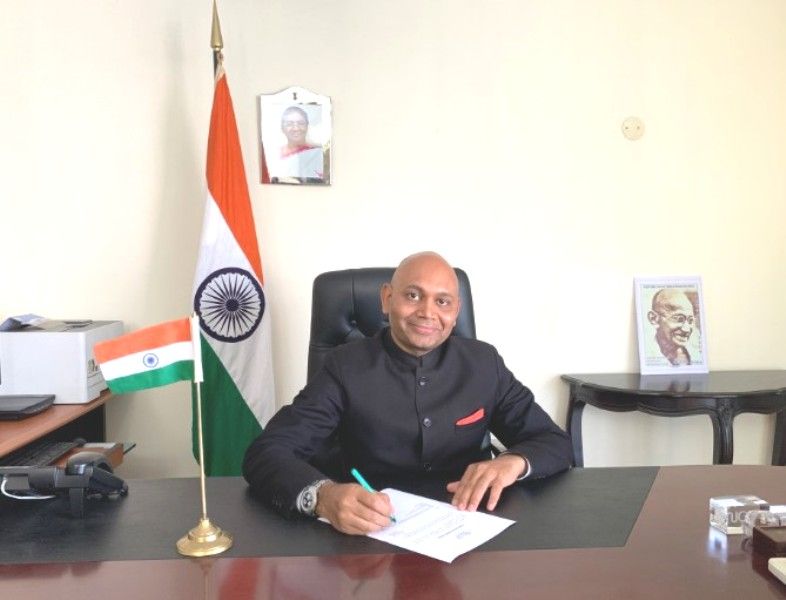 Abhay Kumar at his office as Deputy Director General of ICCR