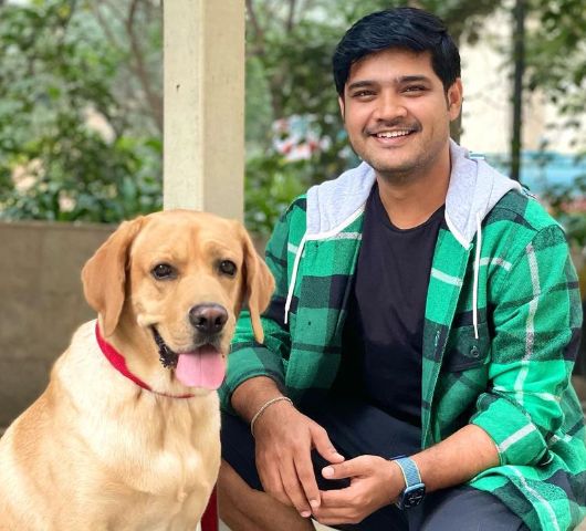 Abhishek Deshmukh with his pet dog
