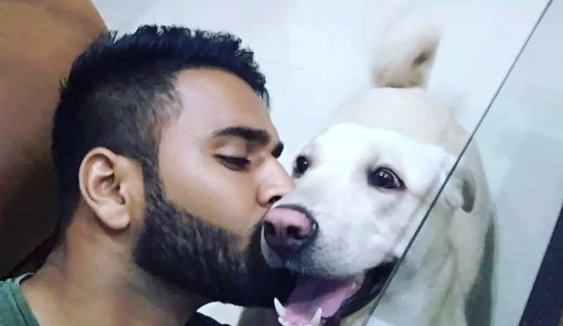 Akash Vasisht with his dog