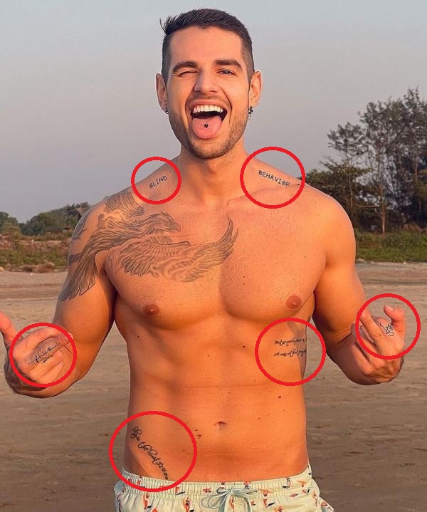Aleksandar Alex Ilics' tattoos on his body