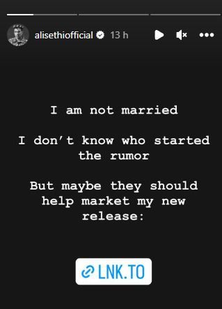 Ali Sethi's Instagram Stories post denying the marriage rumours
