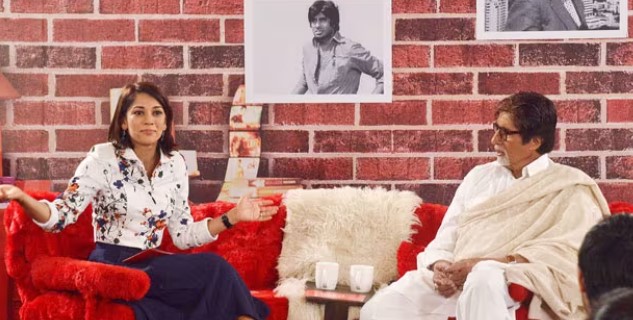 Amitabh Bachchan on the couch with Koel Purie