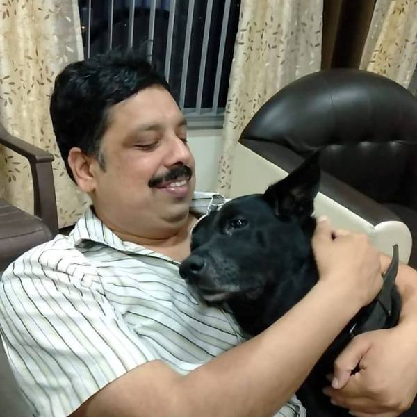 Anand Neelakantan with his dog Jacky