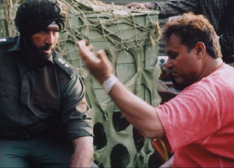 Anil Sharma with Amitabh Bachchan during the shooting of the film 'Ab Tumhare Hawale Watan Saathiyo'