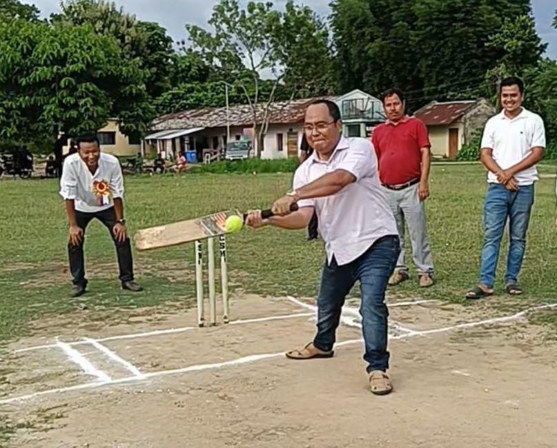 Animesh Debbarma enjoying a game of cricket