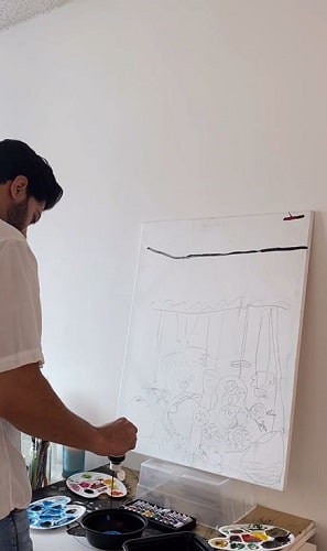 Ankur Bhatia doing painting