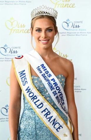 April Benayoum as a contestant in Miss World France