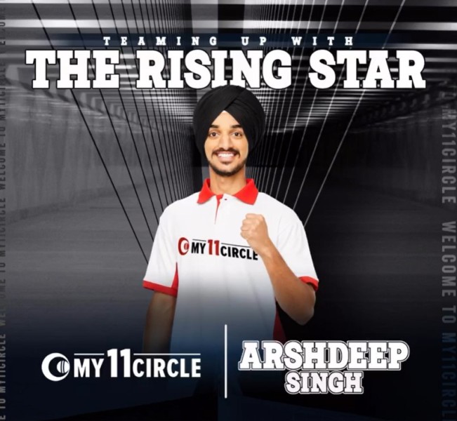 Arshdeep Singh as a brand ambassador of My11Circle