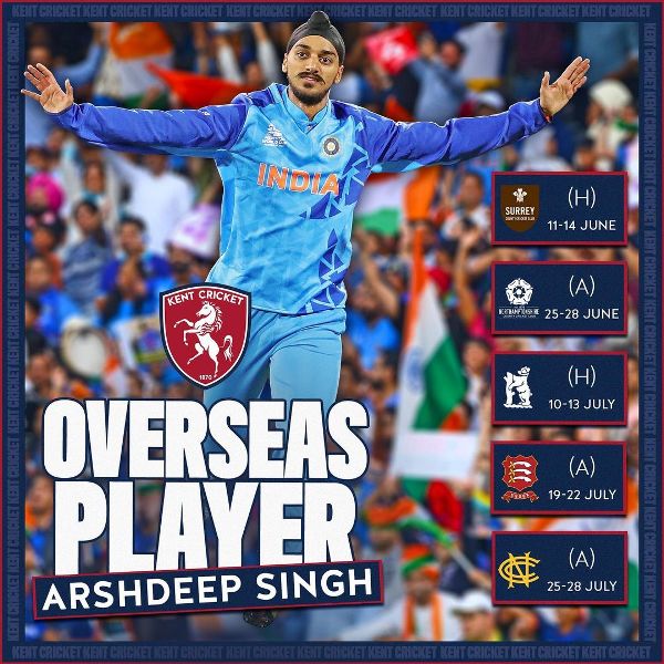 Arshdeep Singh joined the Kent County Cricket Club in 2023