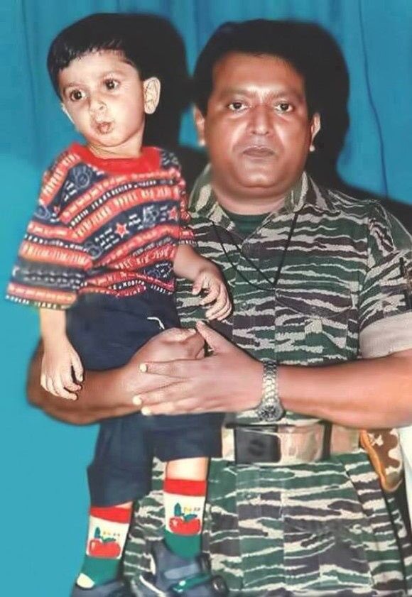 Balachandran Prabhakaran with his father Velupillai Prabhakaran