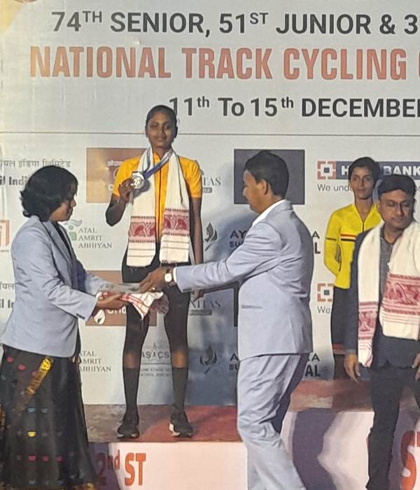 Dhanyadha JP at the 51st Junior National Track Cycling Championship