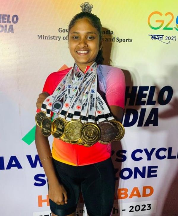 Dhanyadha JP with her medals