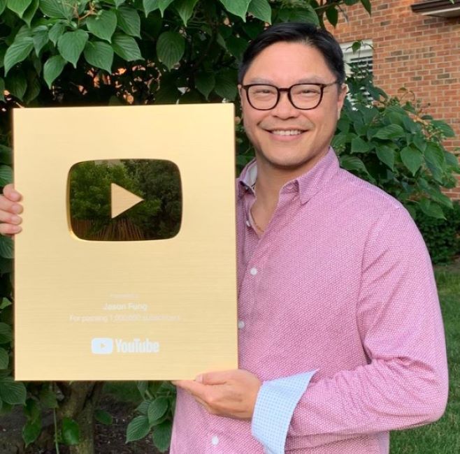 Dr Jason Fung with his YouTube Golden Play Button