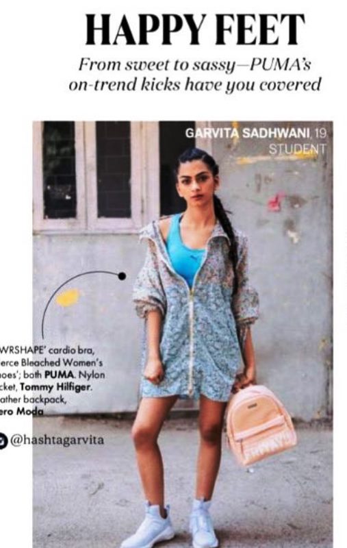 Garvita Sadhwani featured as a model in the Elle India magazine in 2017