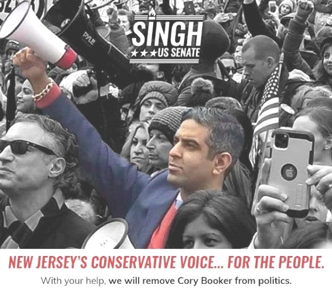 Hirsh Singh campaigning with people for the US Senate election