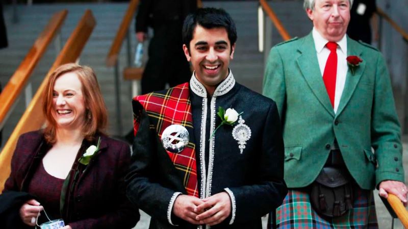Humza Yousaf after his Oath and Affirmation ceremony at the Scottish Parliament in Edinburgh, Scotland May 11, 2011