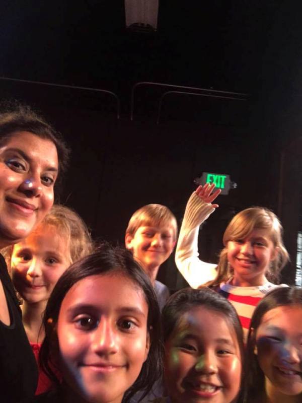 Ish Amitoj Kaur with kids during a practice at The Theatre Factory